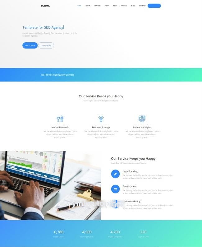 社交媒体优化服务Bootstrap4模板