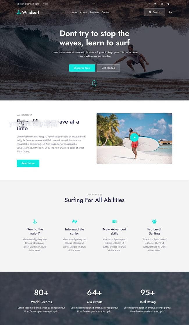 极限运动冲浪HTML5模板