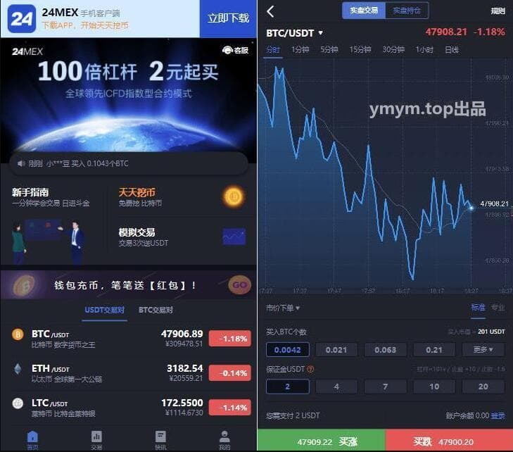 区块链交易所 24MEX 差价合约交易所系统 BTC币安火币合约 杠杆交易 法币 OTC 数字资产交易