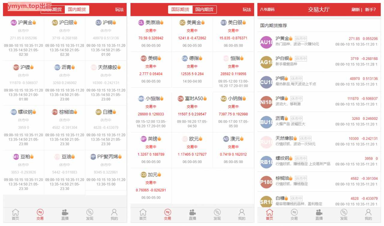 富盈国际微盘源码点位盘yii高端系列+国内国外原油期货盘+带直播页面+完整运营版