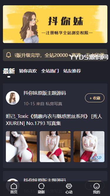 最新抖你妹原版主题源码仿抖音模式套图SEO源码_Wordpress图片主题