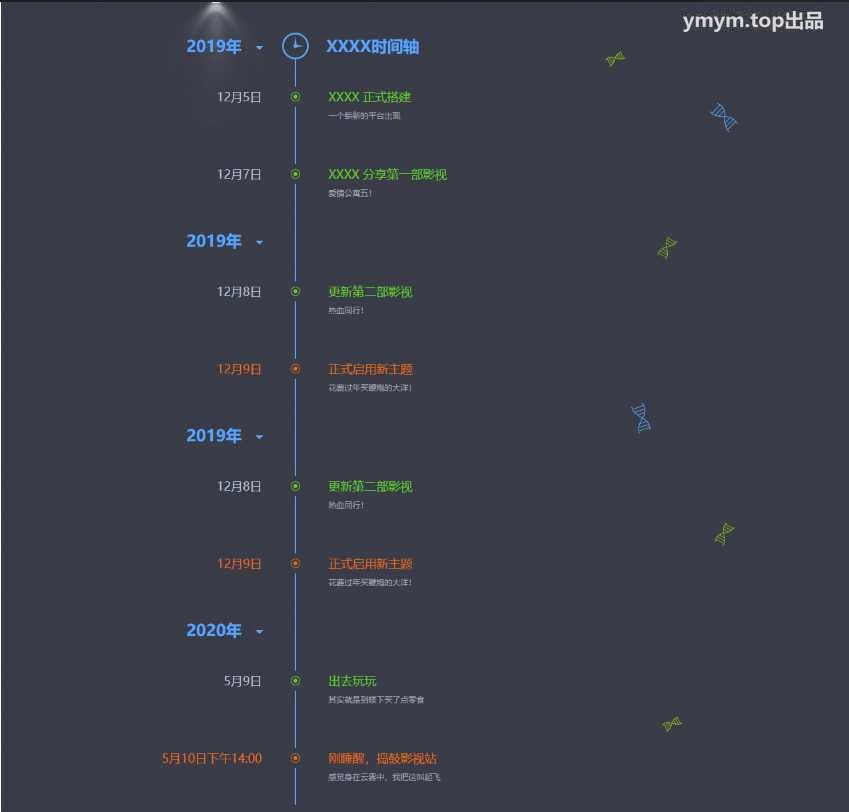 HTML时间轴事件记录发展史记录单页源码
